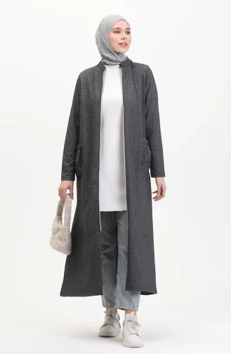 Abaya Mit Doppelfaden-Reißverschluss 5023-03 Schwarz 5023-03