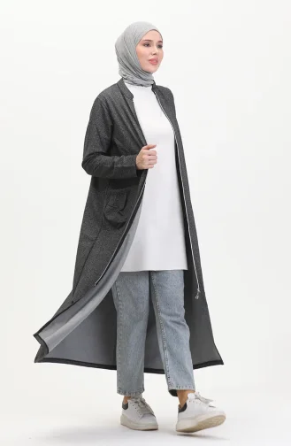 Abaya Mit Doppelfaden-Reißverschluss 5023-03 Schwarz 5023-03