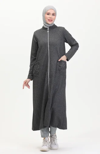 Abaya Mit Doppelfaden-Reißverschluss 5023-03 Schwarz 5023-03