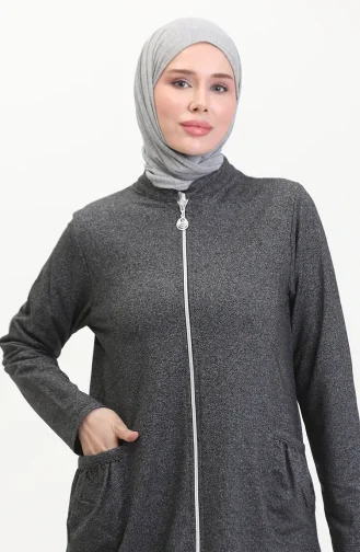 Abaya Mit Doppelfaden-Reißverschluss 5023-03 Schwarz 5023-03
