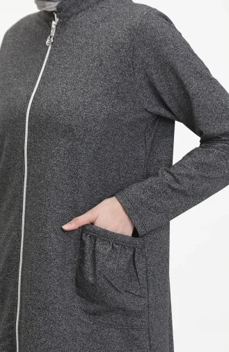 Abaya Mit Doppelfaden-Reißverschluss 5023-03 Schwarz 5023-03