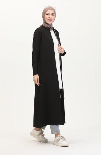 Zweifädiges Sport Abaya 5027-04 Schwarz 5027-04
