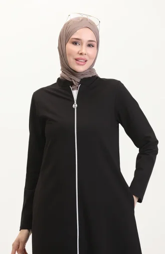 Zweifädiges Sport Abaya 5027-04 Schwarz 5027-04