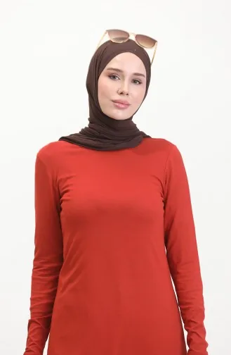 تونيك طويل من الفيسكوز 5026-01 لون بريك 5026-01