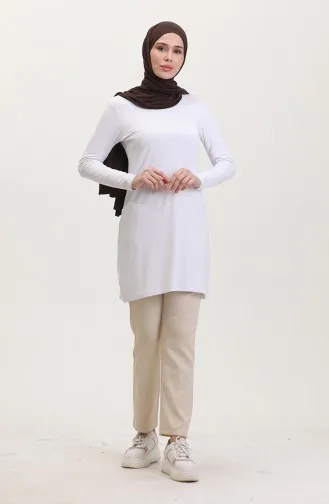 تونيك طويل من الفيسكوز 5026-06 أبيض 5026-06