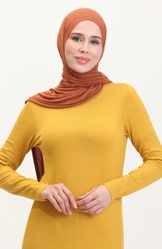 تونيك طويل من الفيسكوز 5026-09 لون الخردل 5026-09