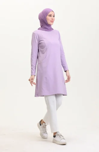 İki İplik Cepli Spor Tunik 5028-02 Lila