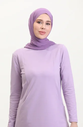 İki İplik Cepli Spor Tunik 5028-02 Lila