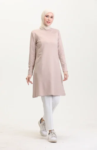 İki İplik Cepli Spor Tunik 5028-03 Vizon