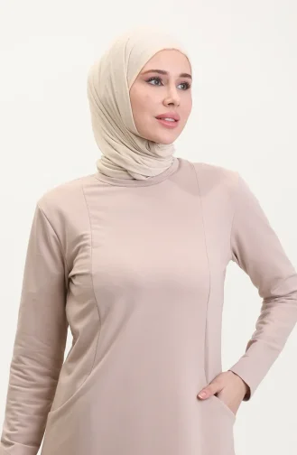 İki İplik Cepli Spor Tunik 5028-03 Vizon