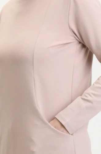 İki İplik Cepli Spor Tunik 5028-03 Vizon