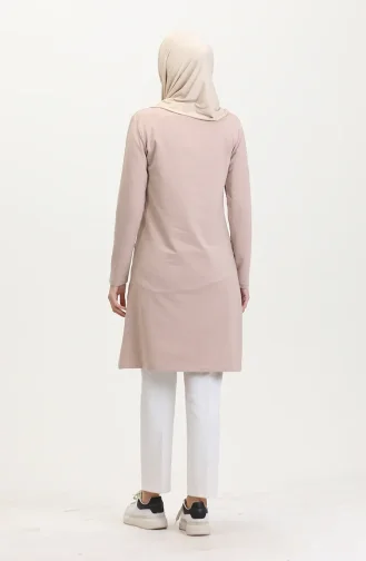 İki İplik Cepli Spor Tunik 5028-03 Vizon