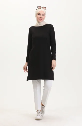 Tunique De Sport à Deux Poches En Fil 5028-04 Noir 5028-04