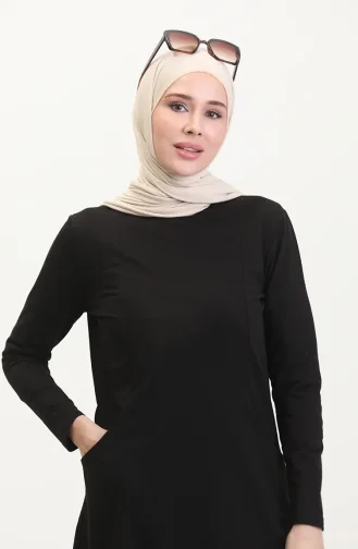 Tunique De Sport à Deux Poches En Fil 5028-04 Noir 5028-04