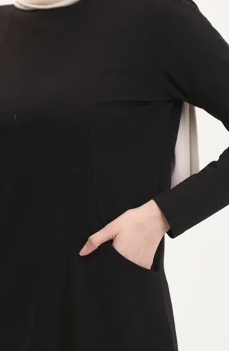 Tunique De Sport à Deux Poches En Fil 5028-04 Noir 5028-04