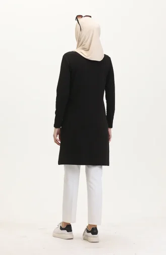 Tunique De Sport à Deux Poches En Fil 5028-04 Noir 5028-04