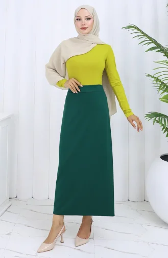 تنورة قلم رصاص بخصر مرن 0001-01 أخضر زمردي 0001-01