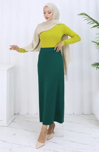 تنورة قلم رصاص بخصر مرن 0001-01 أخضر زمردي 0001-01