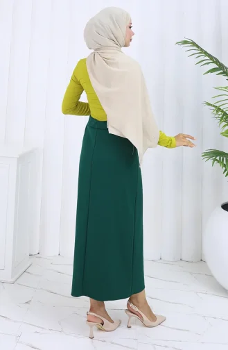 تنورة قلم رصاص بخصر مرن 0001-01 أخضر زمردي 0001-01