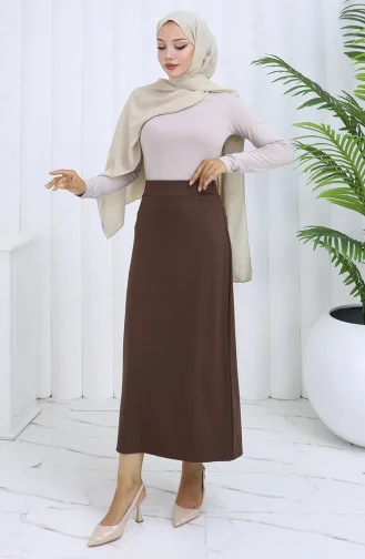 تنورة قلم رصاص بخصر مرن 0001-03 بنية 0001-03