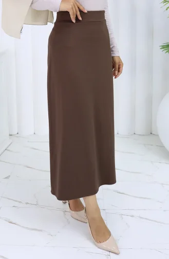 تنورة قلم رصاص بخصر مرن 0001-03 بنية 0001-03