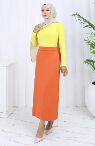 Elastische Taille Kokerrok 0001-04 Oranje 0001-04