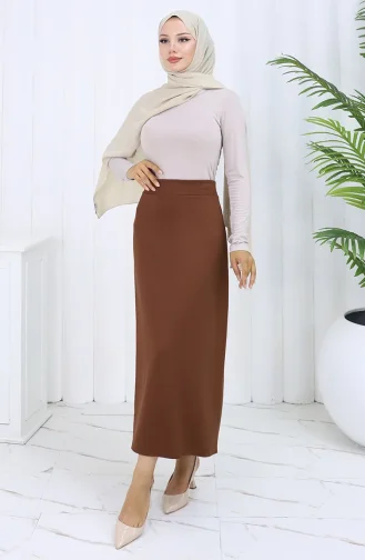 Elastic Waist Pencil Skirt 0001-05 Tan 0001-05