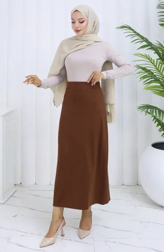 Elastic Waist Pencil Skirt 0001-05 Tan 0001-05