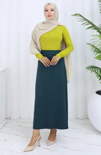 تنورة قلم رصاص بخصر مرن 0001-08 بترولي 0001-08