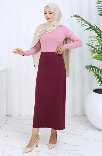 تنورة قلم رصاص بخصر مرن 0001-09 أرجواني 0001-09