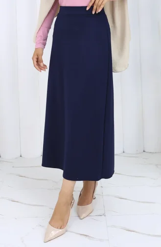 Elastische Taille Kokerrok 0001-11 Marineblauw 0001-11
