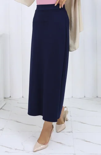 Elastische Taille Kokerrok 0001-11 Marineblauw 0001-11