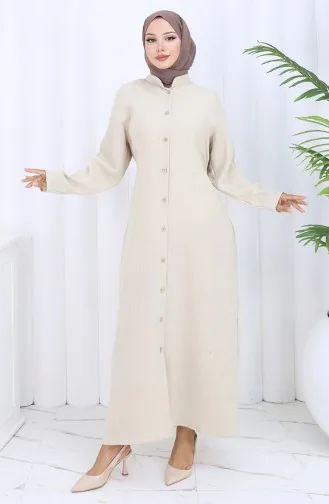 Abaya Authentique En Mousseline 6645-04 Crème 6645-04