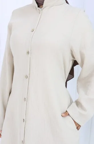 Abaya Authentique En Mousseline 6645-04 Crème 6645-04