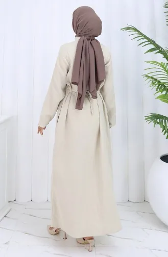 Abaya Authentique En Mousseline 6645-04 Crème 6645-04