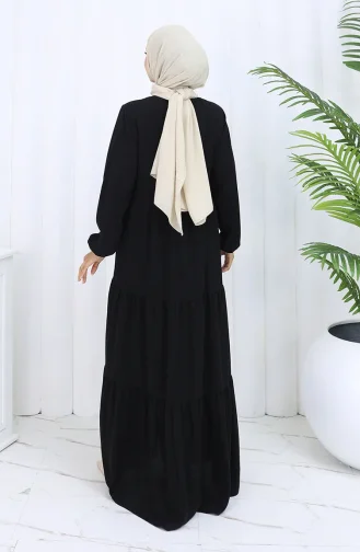 عباية بأكمام مرنة وسحاب 6269-01 أسود 6269-01