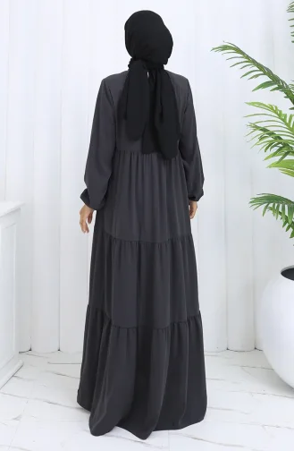 عباية بأكمام مرنة وسحاب 6269-03 رمادي 6269-03