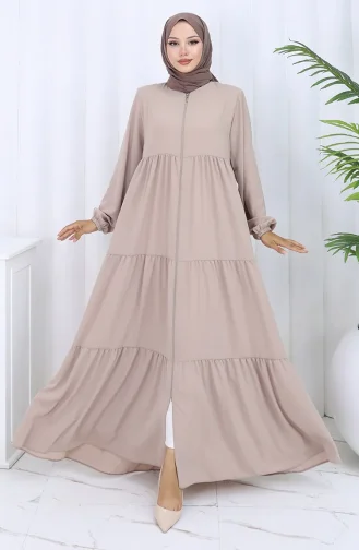 Abaya Met Elastische Mouwen En Rits 6269-04 Beige 6269-04
