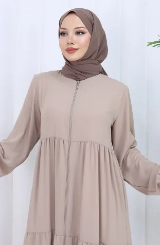 Abaya Met Elastische Mouwen En Rits 6269-04 Beige 6269-04