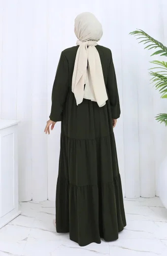 عباية بأكمام مرنة وسحاب 6269-06 كاكي 6269-06