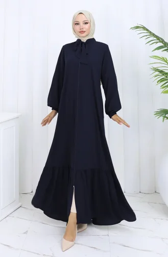 Medine İpeği Büzgülü Ferace 6277-02 Lacivert