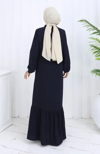 Medine İpeği Büzgülü Ferace 6277-02 Lacivert