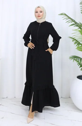 Abaya Met Riem En Rits 6278-01 Zwart 6278-01