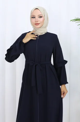Abaya Mit Gürtel Und Reißverschluss 6278-02 Dunkelblau 6278-02
