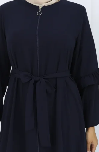 Abaya Mit Gürtel Und Reißverschluss 6278-02 Dunkelblau 6278-02
