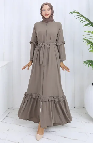 Abaya Mit Gürtel Und Reissverschluss 6278-03 Nerz 6278-03