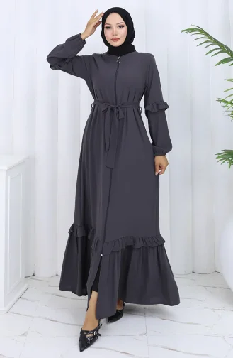 عباية بحزام وسحاب 6278-04 رمادي 6278-04