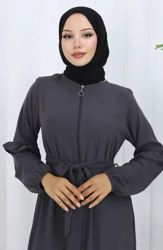 عباية بحزام وسحاب 6278-04 رمادي 6278-04