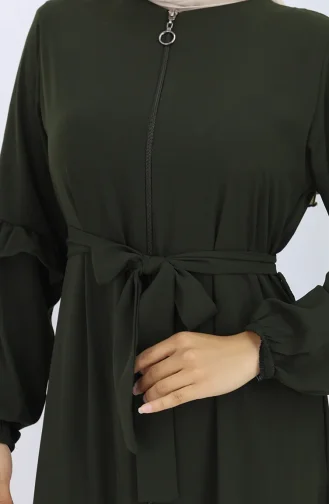 Abaya Mit Gürtel Und Reißverschluss 6278-05 Khaki Grün 6278-05