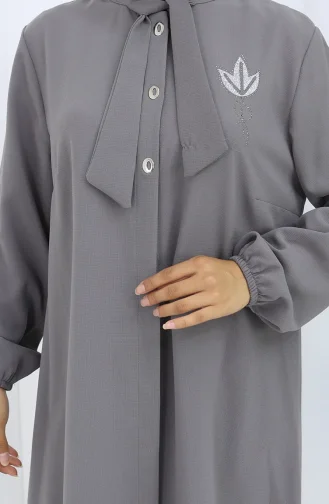 Plus Size Embroidered Tunic Trousers Two Piece Suit 6254-03 Gray 6254-03